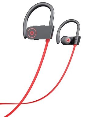 NW/OTWireless Sports Earbuds with Ear Hooks in Black and Red